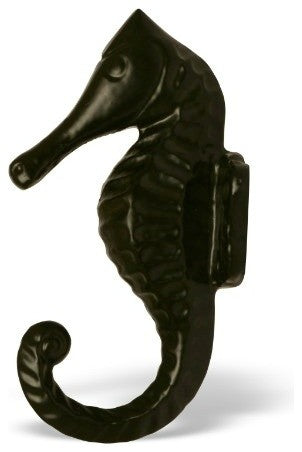 Sea Horse Wall Hook in Black Powder Coated Finish