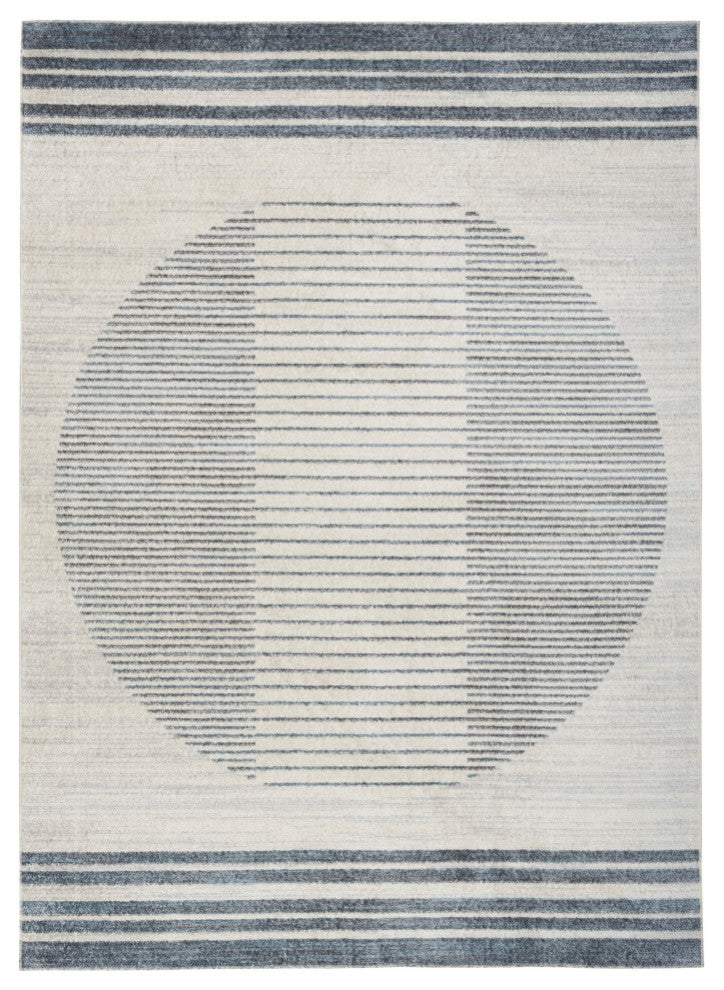 Nourison Astra Machine Washable 7' x 9' Ivory Blue   Area Rug