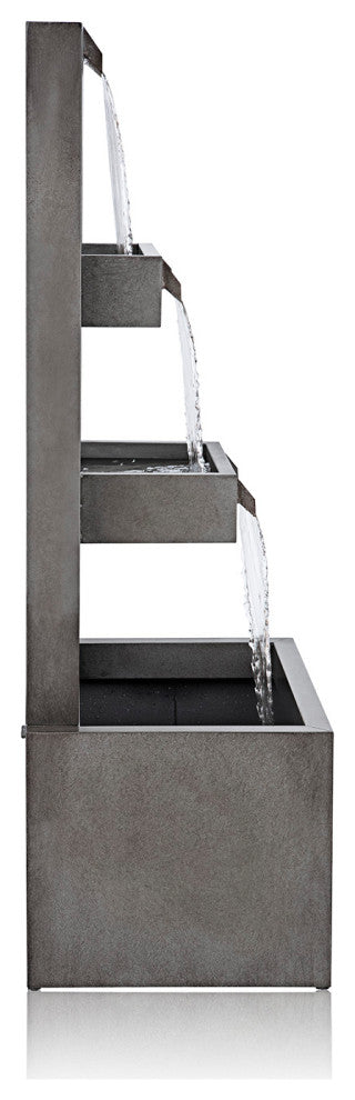 Alpine Metal Tiered Waterfall Fountain, 42" Tall
