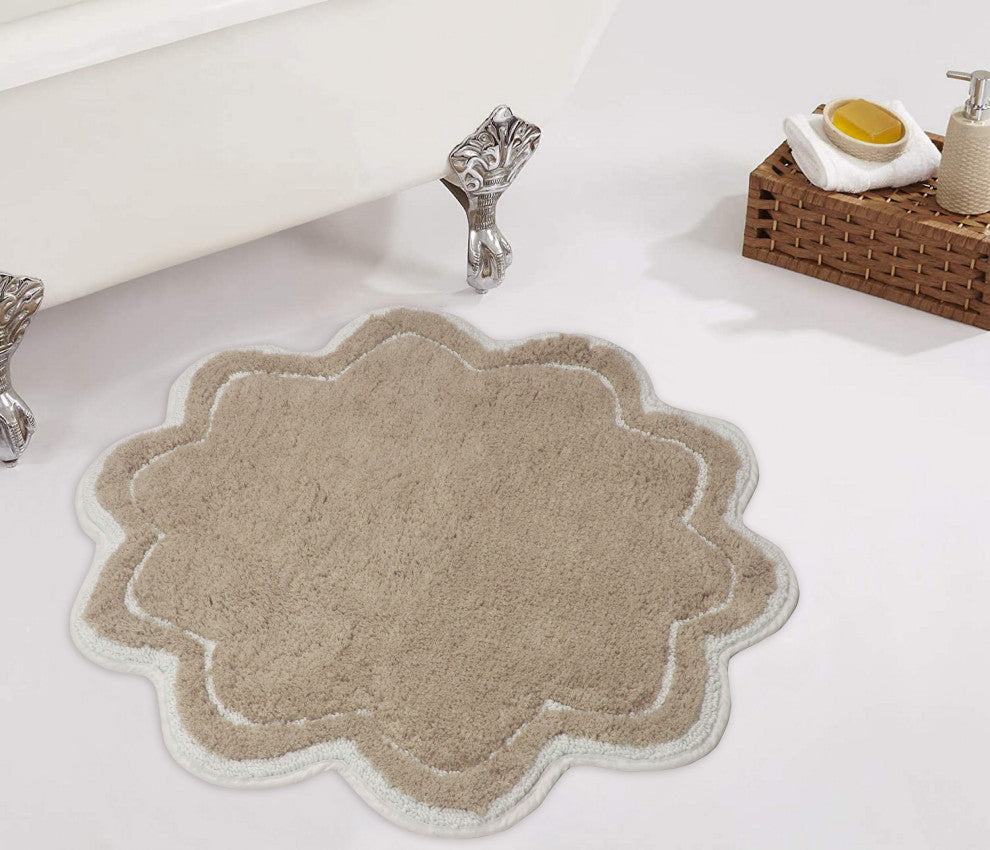 Allure Collection Absorbent Cotton Machine Washable Rug 30" Round, Linen