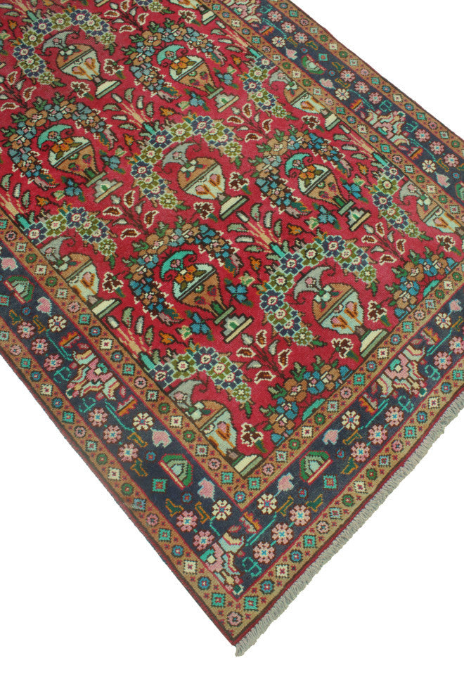 Fine Vintage Distressed Muhannad Red/Navy Runner, 3'4x9'7