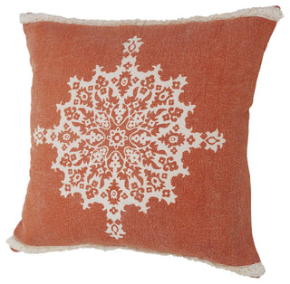 Casual Floral Mandala Medallion Throw Pillow with Tufted Border