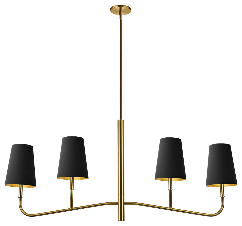 Eleanor Transitional 4 Light Aged Brass Black Metal Chandelier