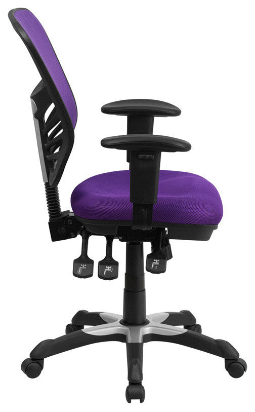 Mid-Back Purple Mesh Executive Swivel Chair with Adjustable Arms
