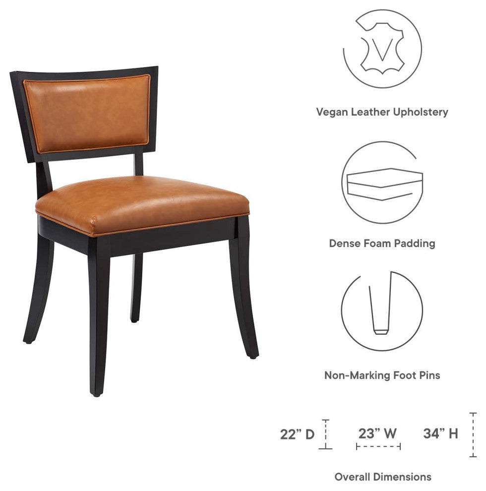 Pristine Vegan Leather Dining Chairs Set of 2, Tan