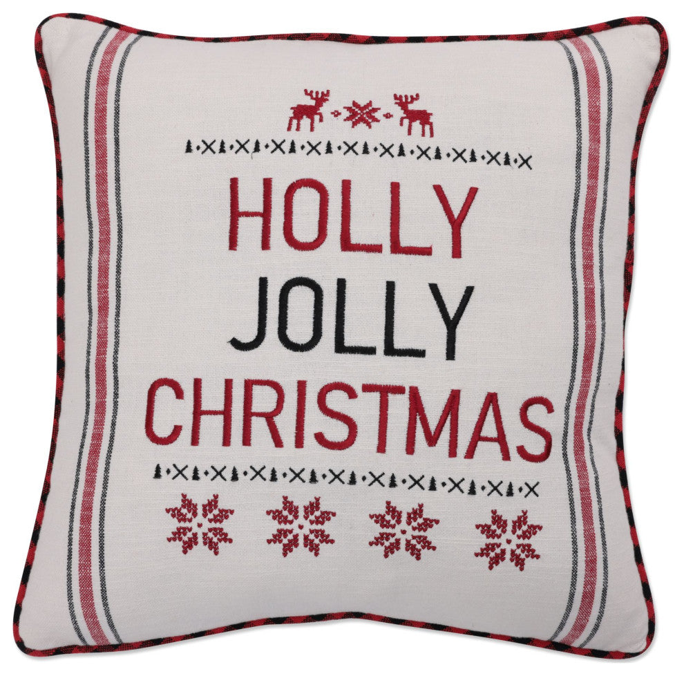 Pillow Perfect Indoor Decorative Throw Pillow 18X18 Holly Jolly Christmas