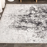 Dune Modern Abstract Area Rug, Cream/Gray, 5x8