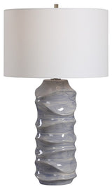 Uttermost Waves Blue & White 1-Light Table Lamp, Blue, 28467