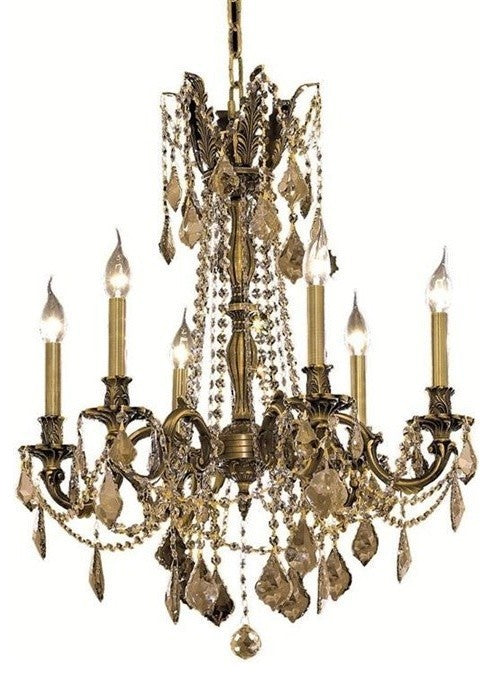 Elegant Rosalia Dining Room Light, Dark Bronze Finish With Royal Cut Crystal