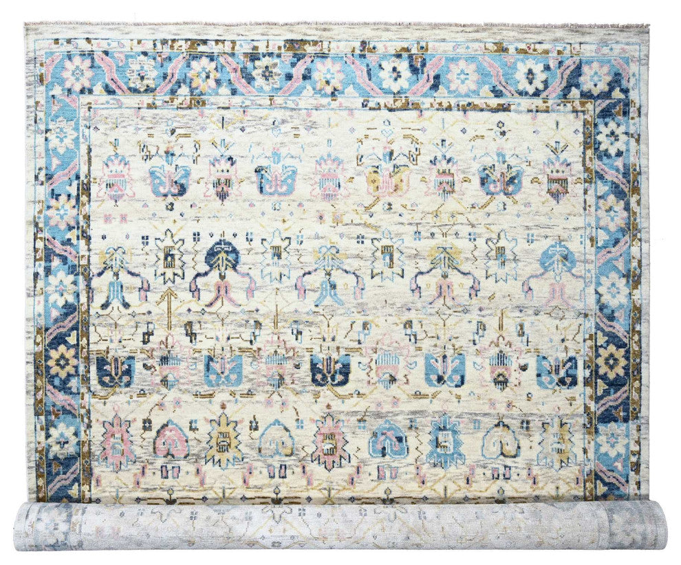Ivory Oushak Supple Mahal Design Hand Knotted Oversize Oriental Rug  12'x17'9"