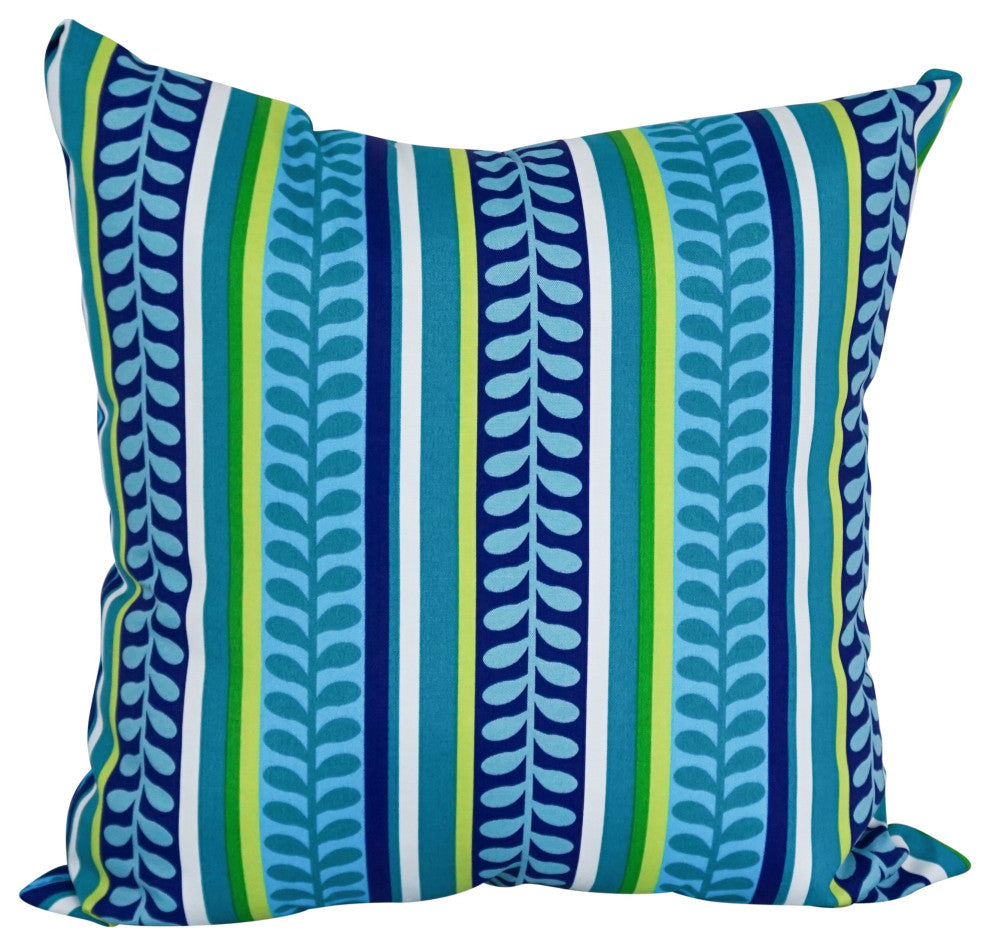 Outdoor Patterned Spun Polyester 25" Jumbo Throw Pillows, Set of 2, Pike Azure