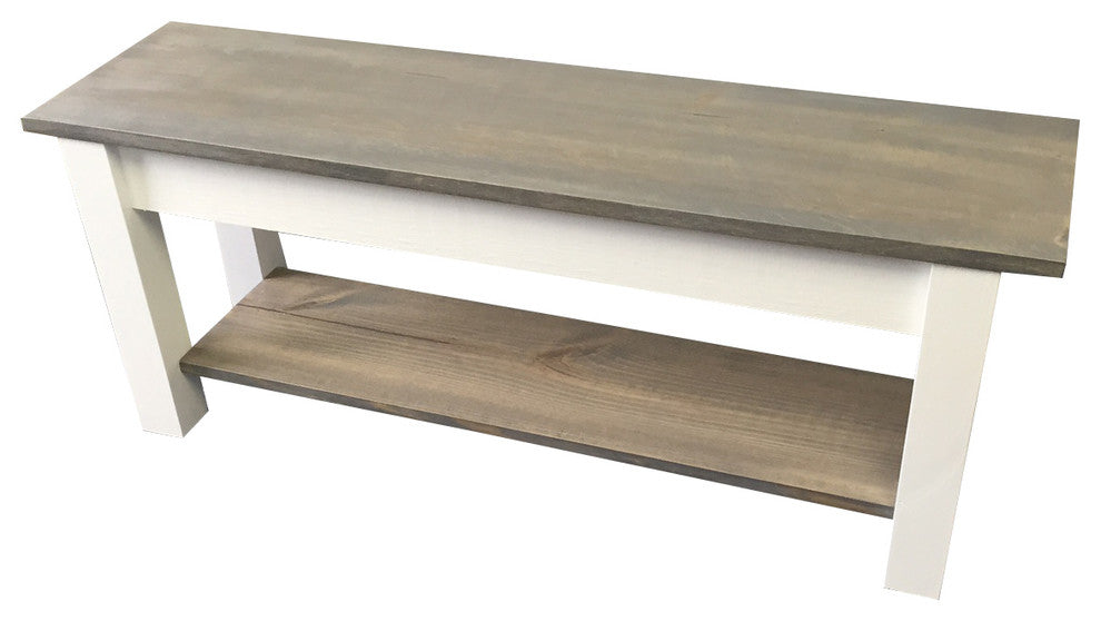 Cottage Bench With Shelf, 30"