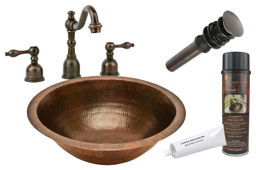 Premier Copper Products BSP2_LR17FDB Bathroom Sink, Faucet and Accessories