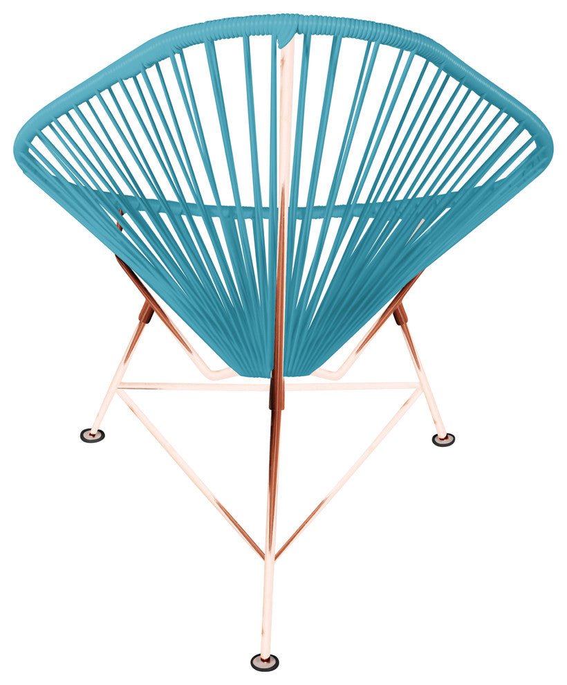 Acapulco Indoor/Outdoor Handmade Lounge Chair, Blue Weave, Copper Frame