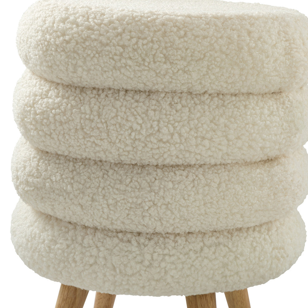 Flavio 15.7"W Ottoman, Ivory