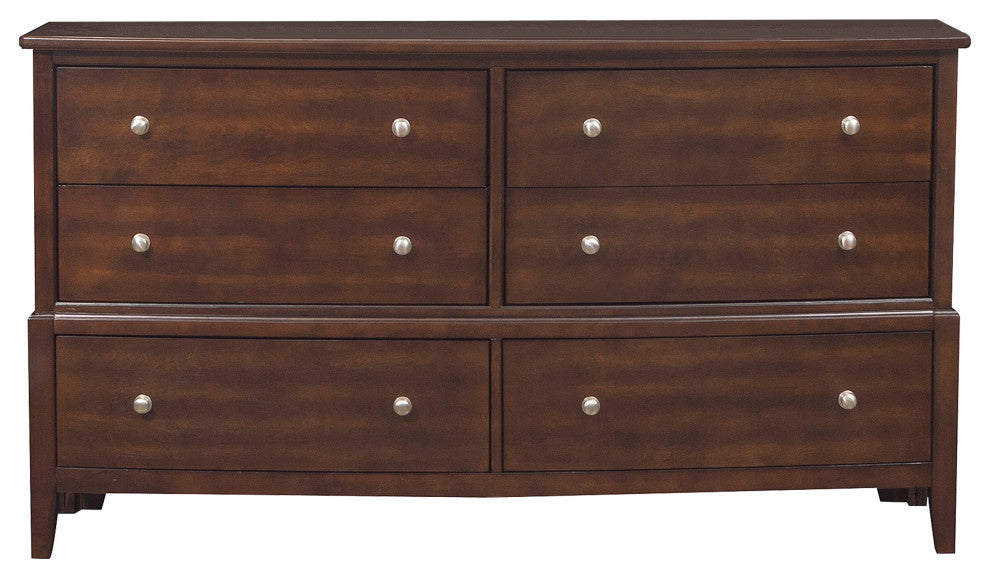 Benzara BM222725 Wooden Dresser, Natural Grain Texture Finish/6 Drawers, Brown