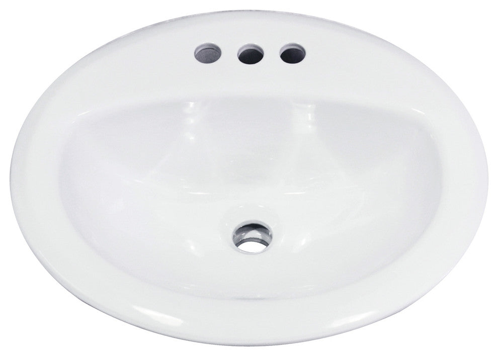 Nantucket Sinks DI2017-4 Drop-In Oval Ceramic Bathroom Vanity Sink In White