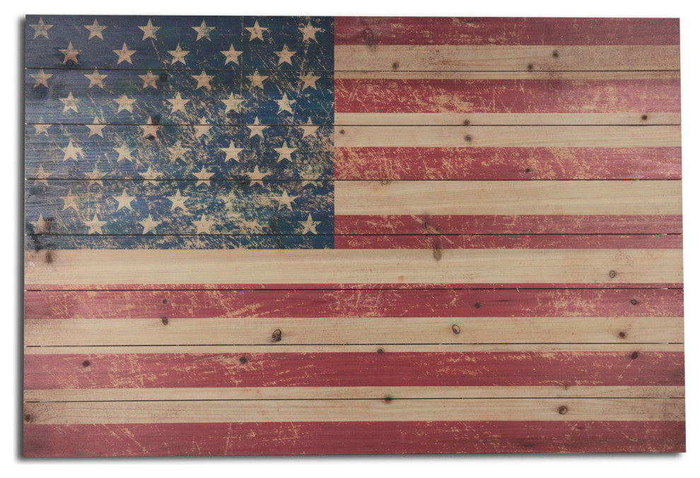 36" Striking USA Flag Wood Plank Wall Art