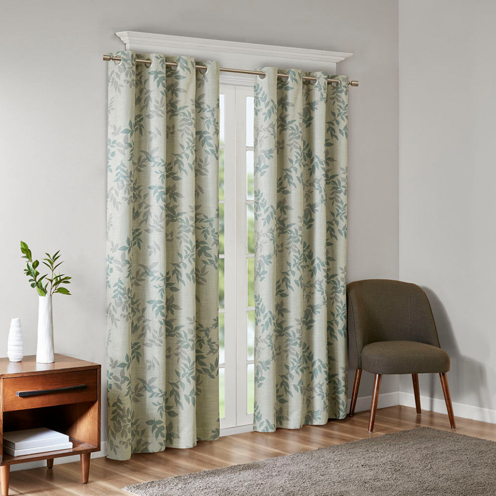 SunSmart Julie Printed Botanical Blackout Curtain Panel, Aqua