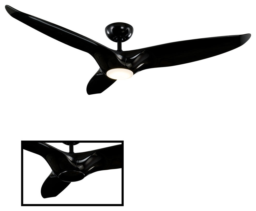 Morpheus III 60" Indoor/Outdoor Smart Ceiling Fan, Gloss Black, 3500K Light Kit