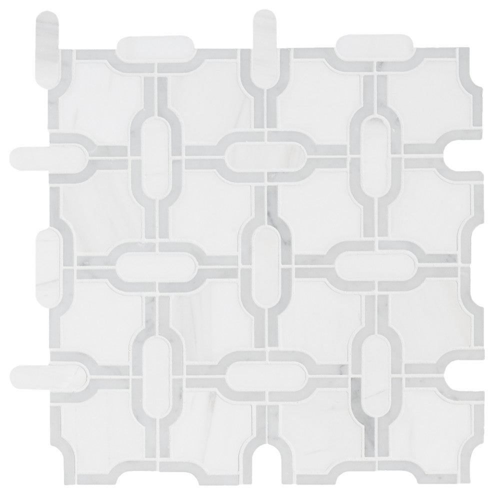 MSI SMOT-GRIDP 12" x 12" Specialty Linked Mosaic Floor and Wall - Bianco
