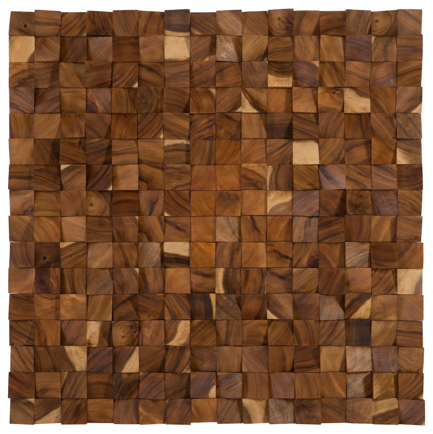 Blocks Wall Art, Chamcha Wood, Natural, Large