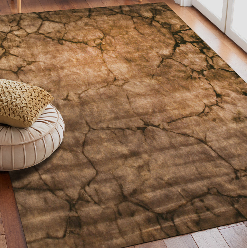 Handmade Wool Black Contemporary Abstract Dip Dyed Rug, 5'x8'