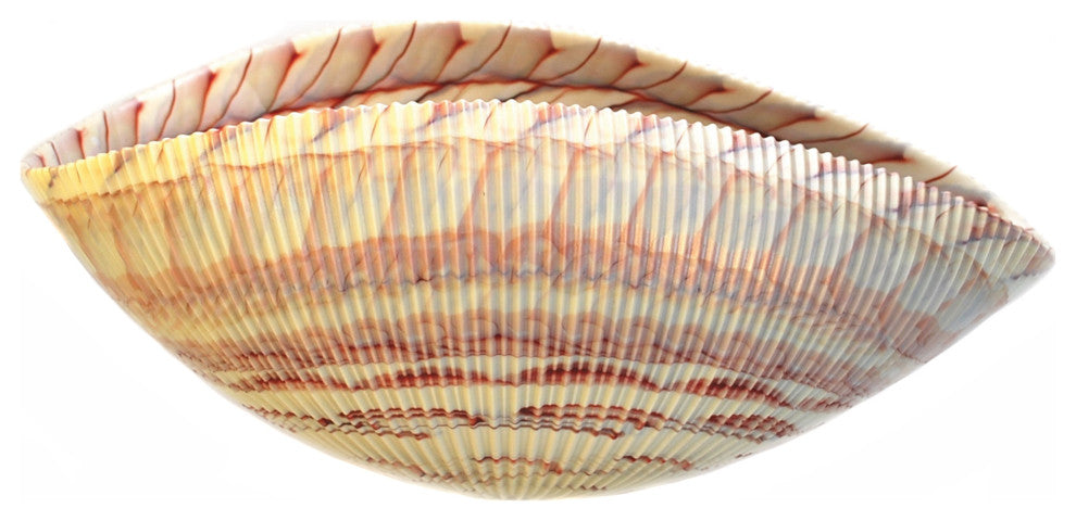 Murano Glass Shell Bowl, Ivory Red, 9"x16"x7.5"