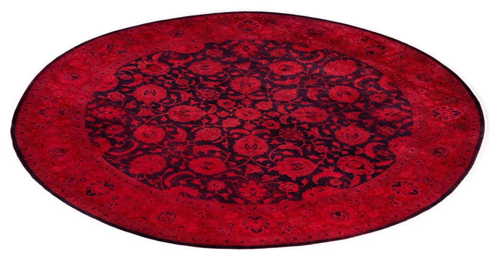 Overdyed One-of-a-Kind Hand-Knotted Area Rug Orange, 8' 1" x 8' 1"