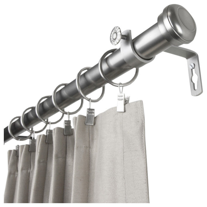 Rosen 1" Curtain Rod 28-48", Black, Satin Nickel, 120-170"