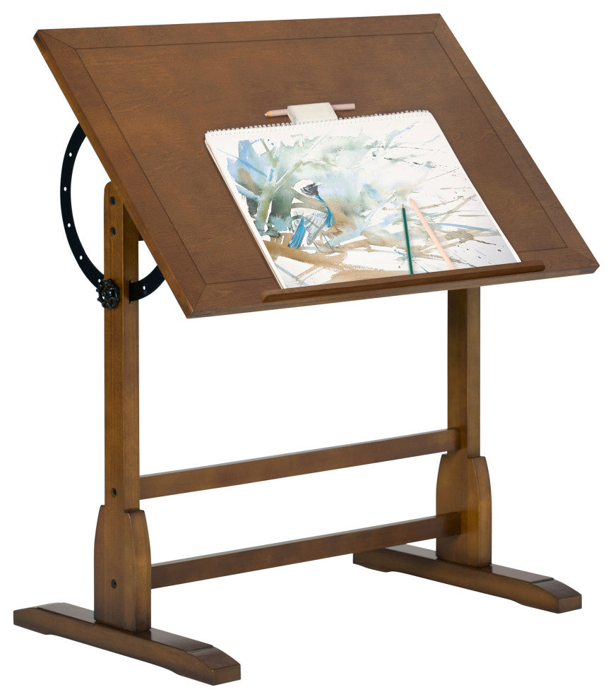 Vintage Drafting Table, Rustic Oak, Rustic Oak, 36"