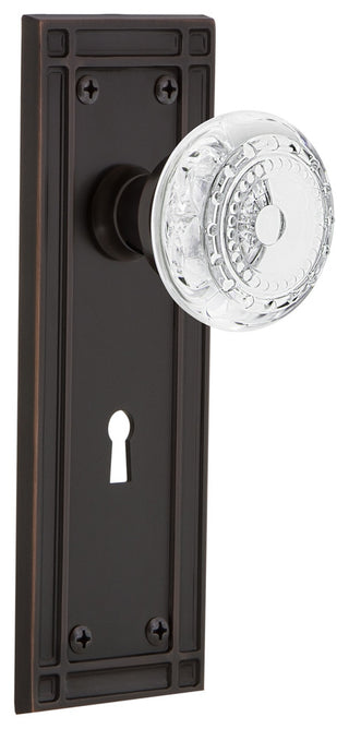 Mission Plate Double Dummy, Keyhole Crystal Meadows Knob, Timeless Bronze