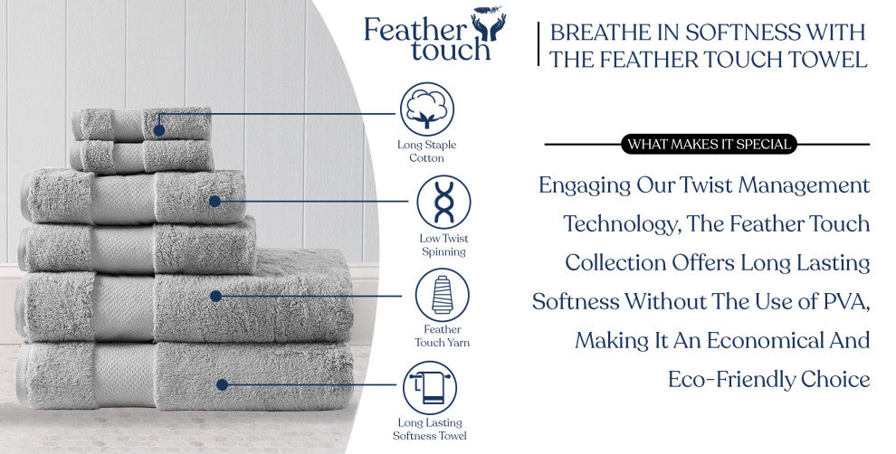 Delara 10-Piece Solid 100% Organic Cotton Plush Bath Towel Set 30"x58", Light Grey