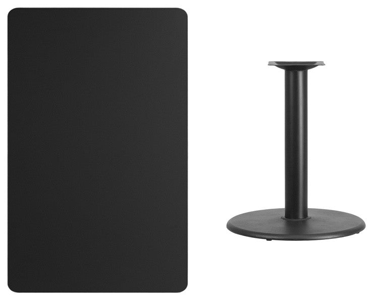 Dyersburg 30"x48" Rectangular Black Laminate Table Top With 30" Round Base
