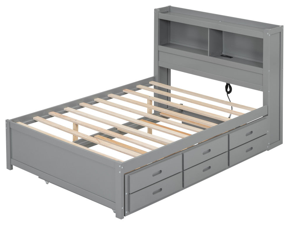 Gewnee Full Size platform bed with trundle