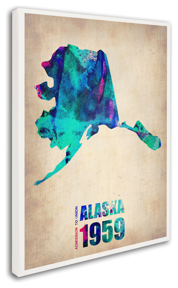 'Alaska Watercolor Map' Canvas Art by Naxart