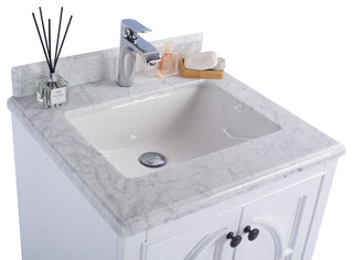 Odyssey, 24" White Cabinet With White Carrara Marble Countertop