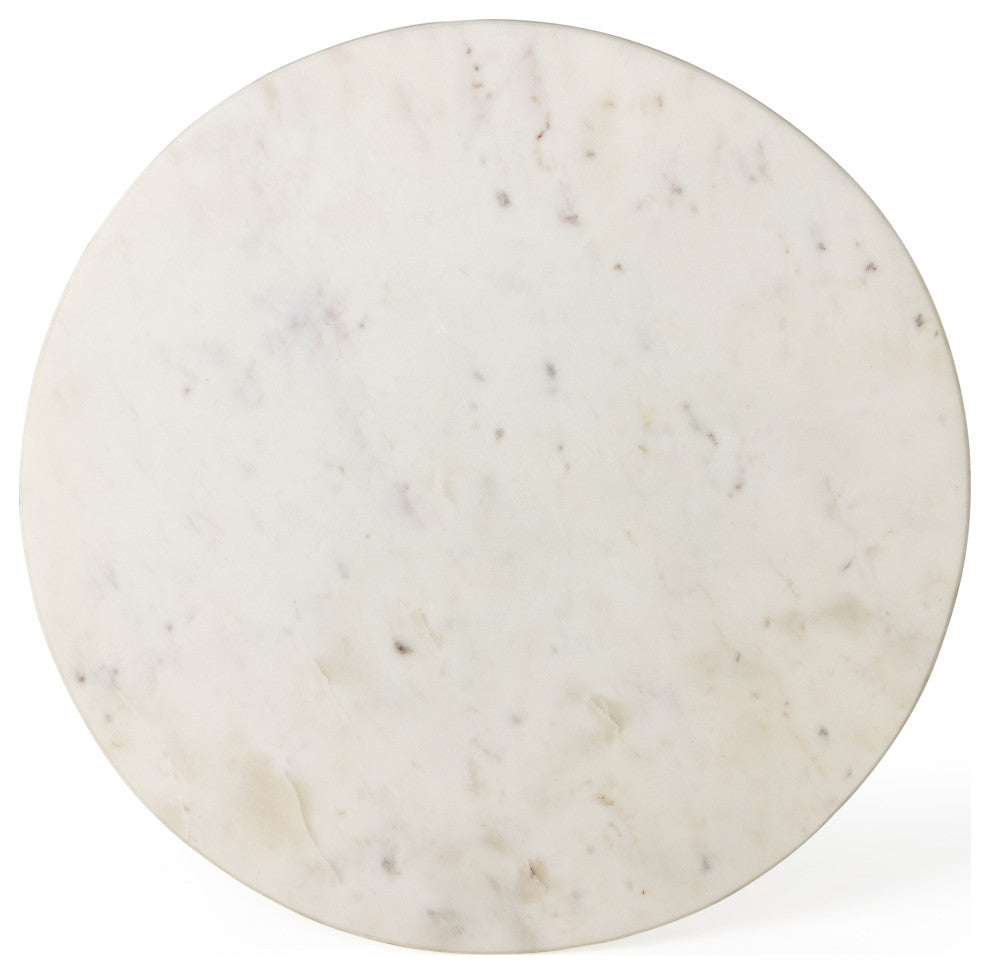 Neda End Table-Polished White Marble