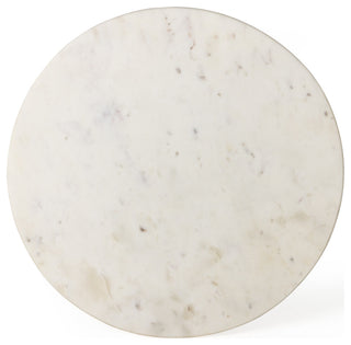 Neda End Table-Polished White Marble