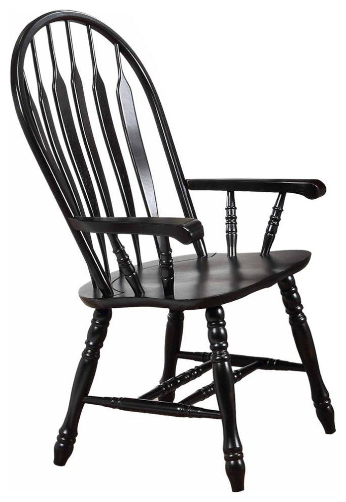 Black Cherry Selections Comfort Back Windsor Dining Chair with Arms