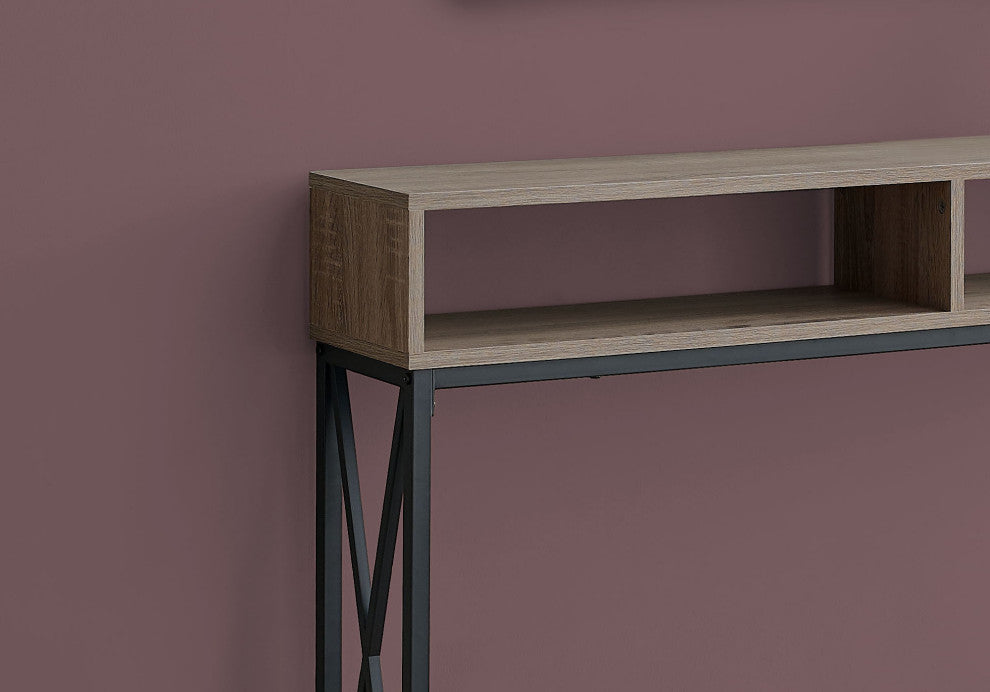 Accent Table Console Entryway Narrow Sofa Metal Laminate Brown Black