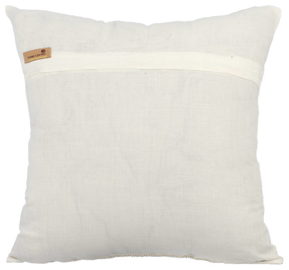 Ivory Decorative Pillow Covers 22"x22" Cotton, Pearl Glitter