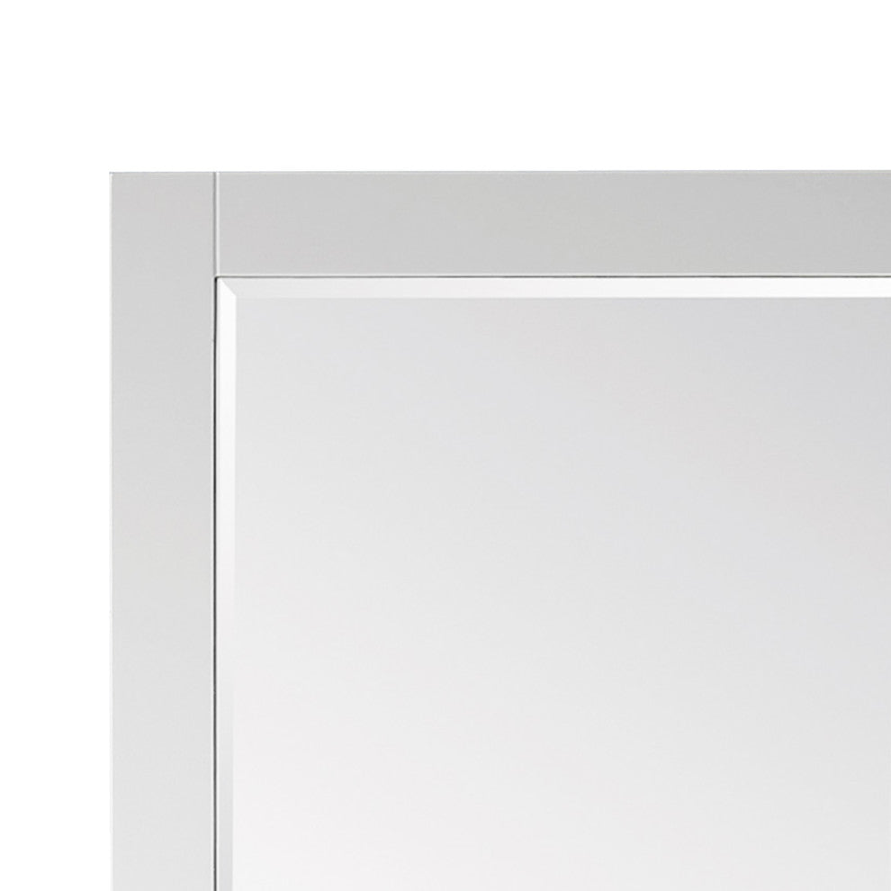 Ivy Rectangular Bathroom Wood Framed Wall Mirror, White, 24"