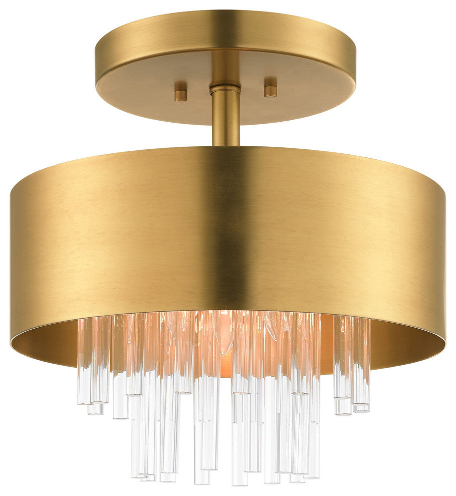 Livex Lighting Orenburg 3 Light Natural Brass Semi-Flush