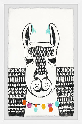 "Llama Necklace" Framed Painting Print, 8"x12"