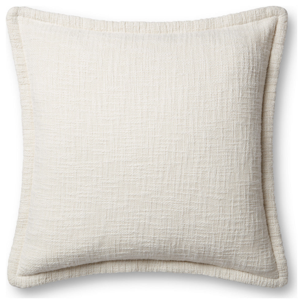 Loloi PLL0109 Ivory 22'' x 22'' Cover, Down Pillow