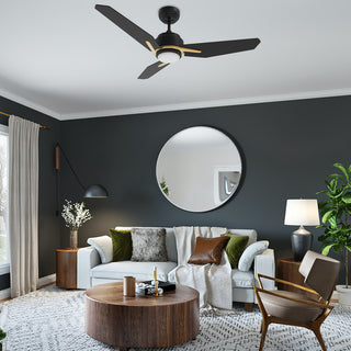 CARRO 52'' Smart DC Ceiling Fan with Remote Dimmable LED Light, Black/Gold