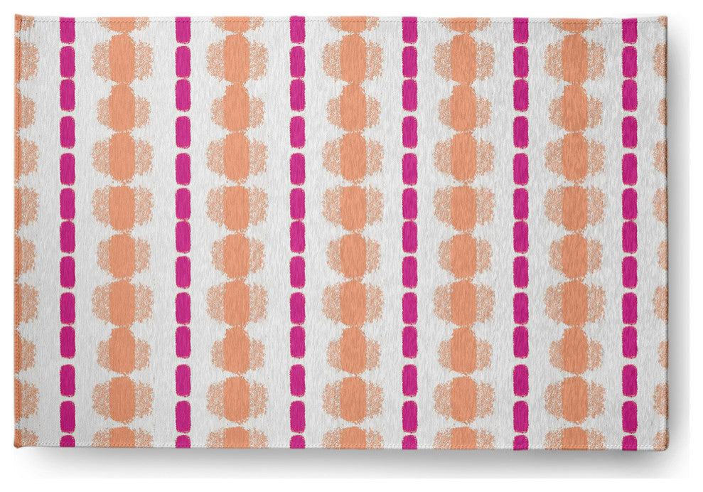 Watercolor Stripe Spring Chenille Rug, Orange-Orchid, 2'x3'
