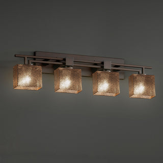 Fusion Aero 4-Light Bath Bar, Rectangle, Dark Bronze, Mercury Glass Shade