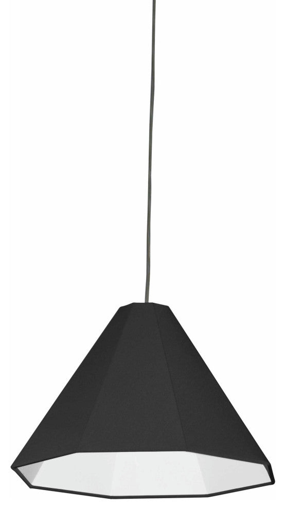Incandescent Pendant Polished Chrome w/ Black Shade, Black Cord